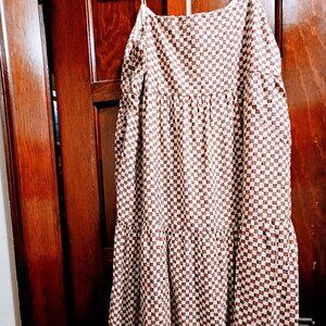 A&F Tiered Red Checkered Midi Dress